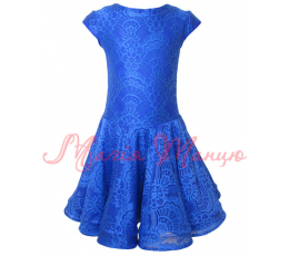 Бейсик для бальних танців "Єлізавета" з пишною спідницею, Колір: Мор. Хвиля, Розмір бейсика: р. 122