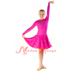 Бейсик "Муза" рейтингова сукня з довгими рукавами, Колір: Фуксія, Розмір бейсика: р. 152