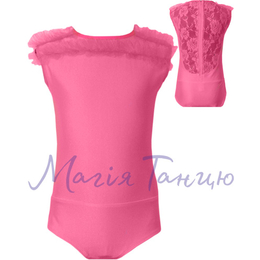 Купальник (1350) рейтинговий №1 (рюші-фатін), Колір: Рожевий, Розмір бейсика: р. 140