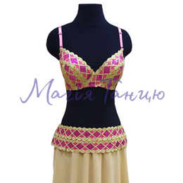 Костюм східний золото-малиновий L-XL (ліф і пояс)