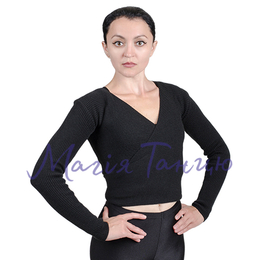 Кофта чорна болеро в'язане на запах, Розмір одягу: доросла