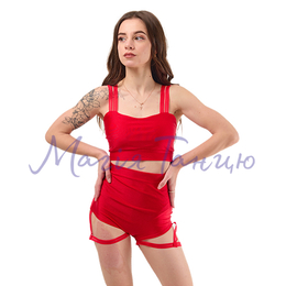 Костюм "Мереживо" з гартерами (Україна), Колір: Червоний, Розмір одягу: р. XS